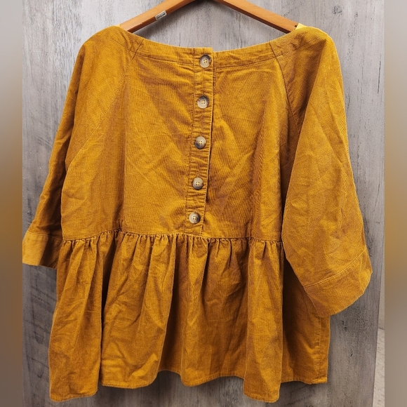 Anthropologie Maeve Maria Babydoll Coudoroy Blouse in Mustard Yellow Size Small● - Picture 10 of 10